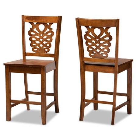 BAXTON STUDIO Gervais Modern and Contemporary Transitional Walnut Brown Finished Wood 2-Piece Counter Stool Set 180-11419-Zoro